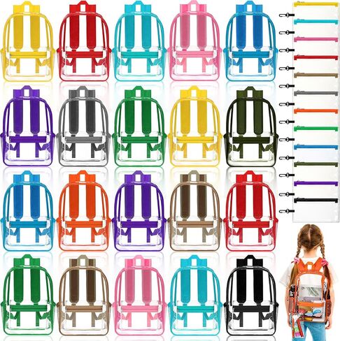 Cholemy 24 Pack Clear Backpack with Pencil Case Bulk Heavy Duty PVC Transparent School Bag for Students Women Men Travel (Black) in Saudi Arabia