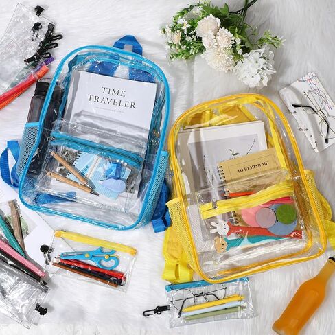 Cholemy 24 Pack Clear Backpack with Pencil Case Bulk Heavy Duty PVC Transparent School Bag for Students Women Men Travel (Black) in Saudi Arabia
