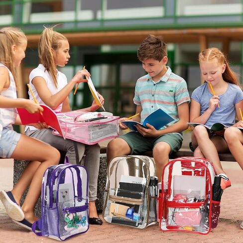 Cholemy 24 Pack Clear Backpack with Pencil Case Bulk Heavy Duty PVC Transparent School Bag for Students Women Men Travel (Black) in Saudi Arabia