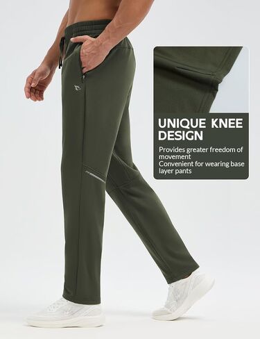 baleaf Men's Fleece Lined Running Pants Winter Thermal Hiking Track Sweatpants Zipper Pockets Athletic Workout in Saudi Arabia