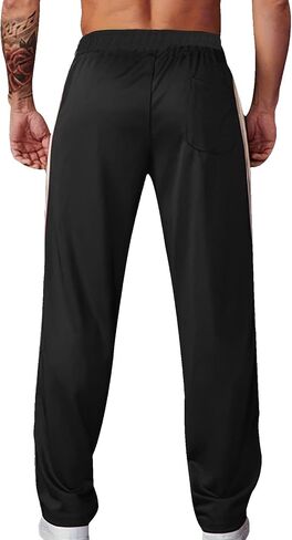 Men's Athletic Pants Open Bottom Loose Fit Straight Twill Sweatpants Striped Track Pants Joggers with Pocket in Saudi Arabia