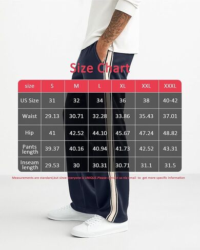 Men's Athletic Pants Open Bottom Loose Fit Straight Twill Sweatpants Striped Track Pants Joggers with Pocket in Saudi Arabia