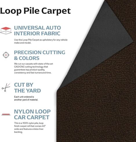 Automotive Loop Pile Carpet, Car Upholstery for Floor Mats, Trunk, Dashboard, Speaker Box, Door Panel, Replacement Carpeting for Vehicle Interior, Truck, Boat, 40"W (Dark Brown) in Saudi Arabia
