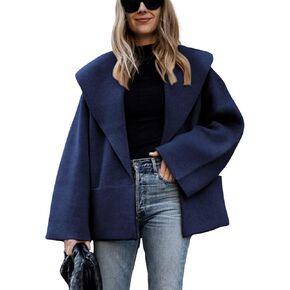 Hooever Women's Shawl Collar Sweater Oversized Cardigan Open Front Fall Winter Knit Cropped Pea Coats in Kuwait