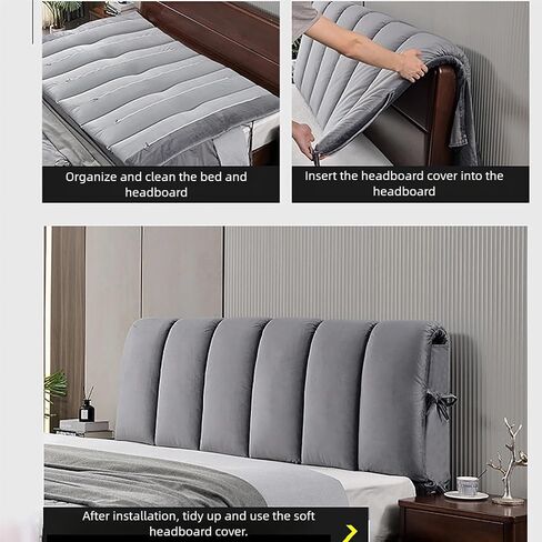 Premium Velvet Headboard Slipcover Cover Dustproof Furniture Cover for Bedroom & Living Room, Thickened Padding Easy Wash Headboard Upgrade Fits Queen King Full(Purple,59.1in) in Saudi Arabia