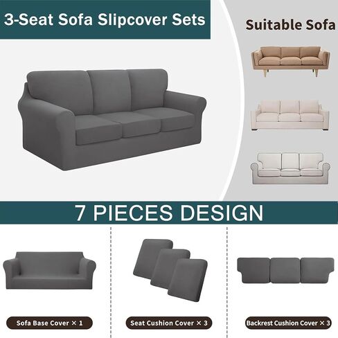 3 Piece Stretch Armchair Cover Chair Slipcovers, Washable Sofa Cover for 1 Backrest and Seat Non Slip Sofa Slipcover Furniture Protector with Elastic Bottom-Dark Green-Small in Saudi Arabia