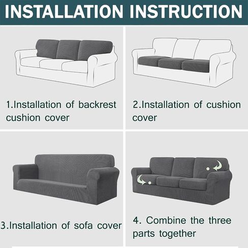 3 Piece Stretch Armchair Cover Chair Slipcovers, Washable Sofa Cover for 1 Backrest and Seat Non Slip Sofa Slipcover Furniture Protector with Elastic Bottom-Dark Green-Small in Saudi Arabia