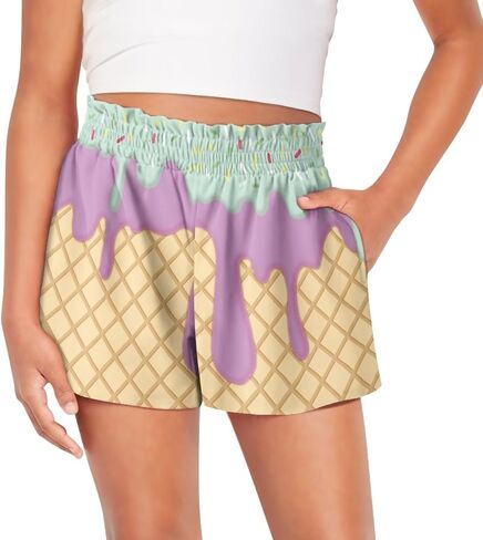Yzaoxia Girls Shorts Athletic Shorts Shorts Shorts النشطية للتمرين الرياضي شورتات عالية الخصر Activewear 1-16 سنة in Kuwait