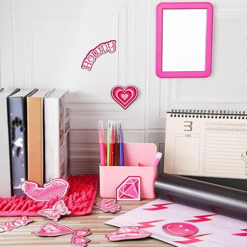 Ctosree 18 Pcs Locker Accessories Kit Include Magnetic Wallpaper Mirror Carpet Whiteboard Dry Erase Marker Locker Organizing Supplies 12 Pcs Pink Preppy Refrigerator Magnets for Girls School Office in Saudi Arabia