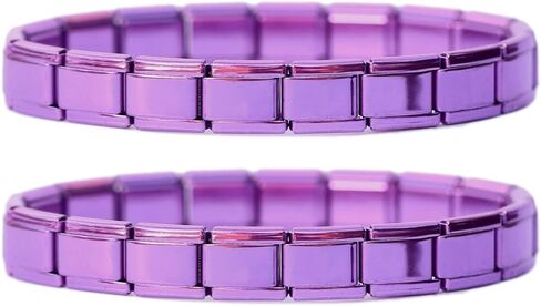 NewCharms Two (2) of Metalic Purple Italian Charm Starter Bracelet in Saudi Arabia