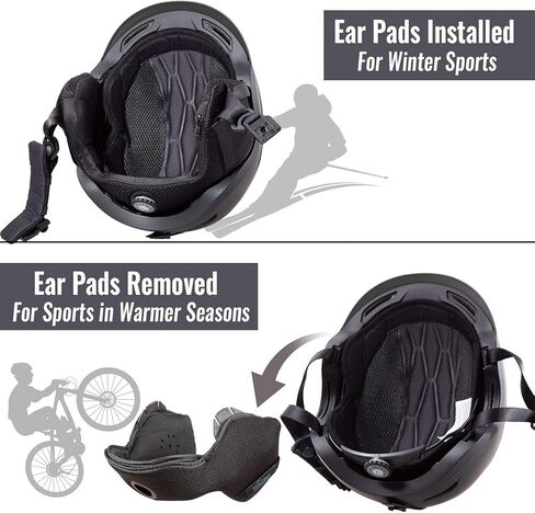 خوذة التزلج على الجليد - نظارات تهوية قابلة للتعديل وبطانة متوافقة مع الصوت ووسادات أذن قابلة للإزالة للرجال والنساء والشباب (M، رمادي ليوبارد) in Kuwait