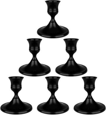Black Candle Holder Taper Candle Holders, Set of 6 Candle Stick Holders Decor for Home Decor, Metal Taper Candleholder for Fall Thanksgiving Halloween Christmas Table Fireplace Decor (6, Black) in Kuwait