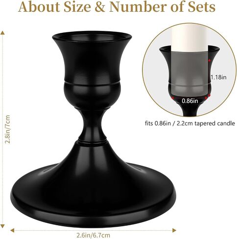Black Candle Holder Taper Candle Holders, Set of 6 Candle Stick Holders Decor for Home Decor, Metal Taper Candleholder for Fall Thanksgiving Halloween Christmas Table Fireplace Decor (6, Black) in Kuwait