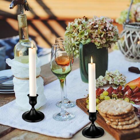 Black Candle Holder Taper Candle Holders, Set of 6 Candle Stick Holders Decor for Home Decor, Metal Taper Candleholder for Fall Thanksgiving Halloween Christmas Table Fireplace Decor (6, Black) in Kuwait