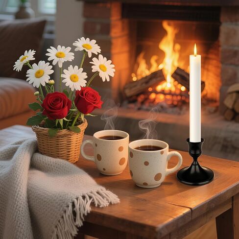 Black Candle Holder Taper Candle Holders, Set of 6 Candle Stick Holders Decor for Home Decor, Metal Taper Candleholder for Fall Thanksgiving Halloween Christmas Table Fireplace Decor (6, Black) in Kuwait