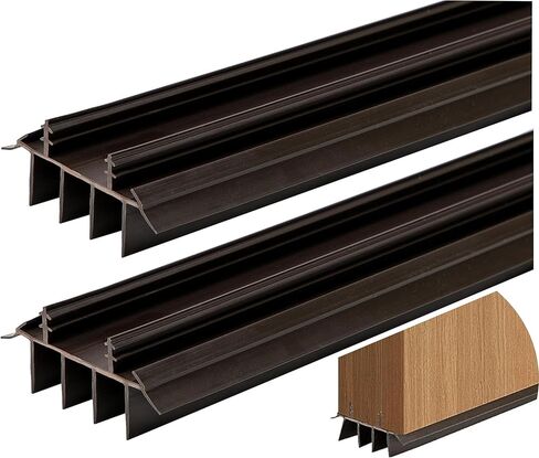 [2 عبوة] 36 بوصة مسح الباب الخارجي مع زعانف الفينيل - تحت الباب من الطقس تجريد الختم | شريط ختم الباب السفلي للواجهة ، العاصفة ، الشاشة والمرآب أبواب | مسودة سدادة وقوارض إثبات (براون) in Kuwait