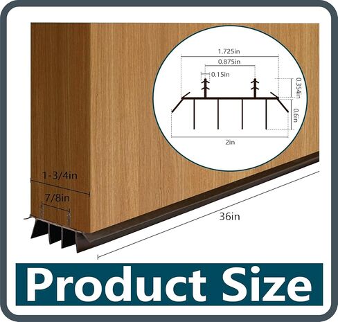 [2 عبوة] 36 بوصة مسح الباب الخارجي مع زعانف الفينيل - تحت الباب من الطقس تجريد الختم | شريط ختم الباب السفلي للواجهة ، العاصفة ، الشاشة والمرآب أبواب | مسودة سدادة وقوارض إثبات (براون) in Kuwait