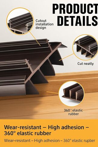 [2 عبوة] 36 بوصة مسح الباب الخارجي مع زعانف الفينيل - تحت الباب من الطقس تجريد الختم | شريط ختم الباب السفلي للواجهة ، العاصفة ، الشاشة والمرآب أبواب | مسودة سدادة وقوارض إثبات (براون) in Kuwait