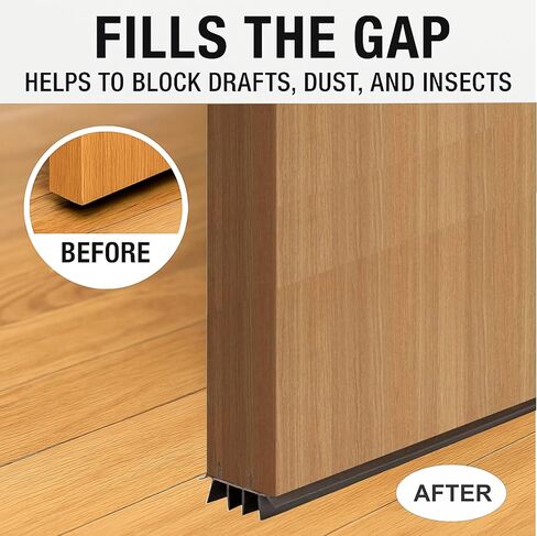 [2 عبوة] 36 بوصة مسح الباب الخارجي مع زعانف الفينيل - تحت الباب من الطقس تجريد الختم | شريط ختم الباب السفلي للواجهة ، العاصفة ، الشاشة والمرآب أبواب | مسودة سدادة وقوارض إثبات (براون) in Kuwait