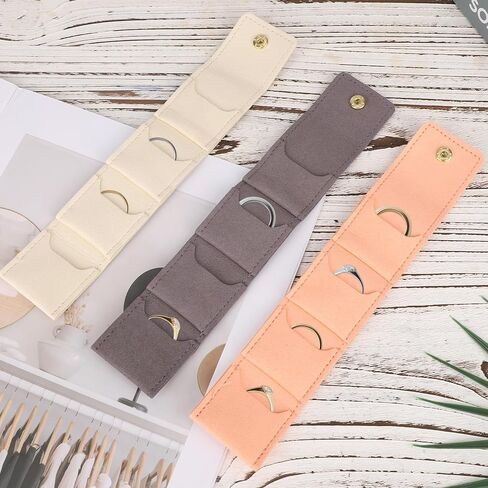 3pcs حقيبة مجوهرات سفر صغيرة للنساء ، حقيبة حقيبة سفر صغيرة منظمة المجوهرات المحمولة الصغيرة متعددة الوظائف لحلقات الأقراط (الوردي ، الرمادي ، البيج) in Kuwait