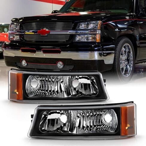 ACANII - For 2003-2006 Chevy Silverado 1500 2500 3500 Black Housing Parking Lights Bumper Signal Lamps Pair Left+Right in Saudi Arabia