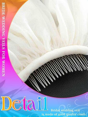 HEREAD 2 Tiers Bridal Wedding Veil 118" Long 118" Width Cathedral Length Bride Tulle Hair Accessoies with Comb and Cute Edge in Kuwait