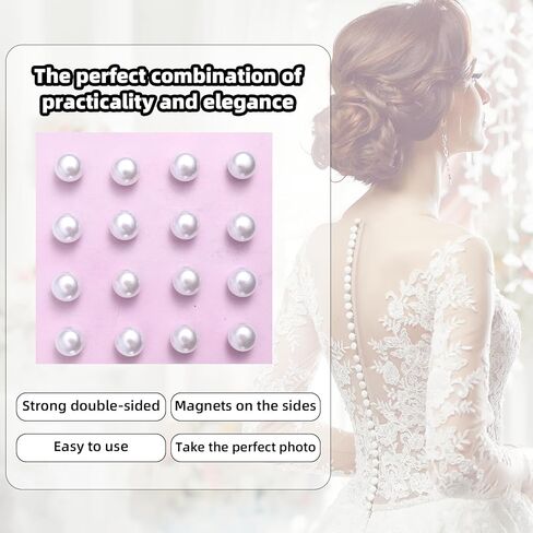 16 Pairs Magnetic Veil Weights, Double-Sided Pearl Bride Veil Weights Elegant Bridal Accessories Wedding Essentials (White) in Saudi Arabia