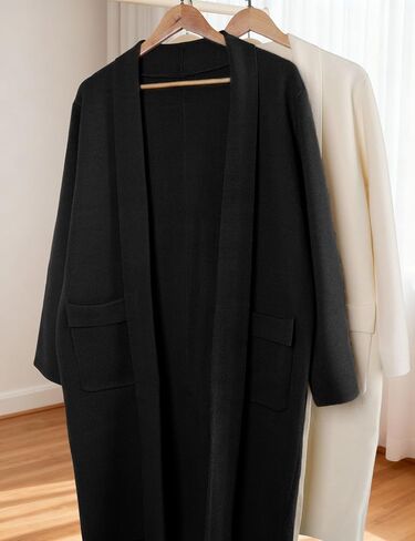 Hooever للسيدات المفتوحة الأمامية متماسكة كارديجان طويلة طية طية صدرية سترة سترة فضفاضة سترة الخارج in Kuwait