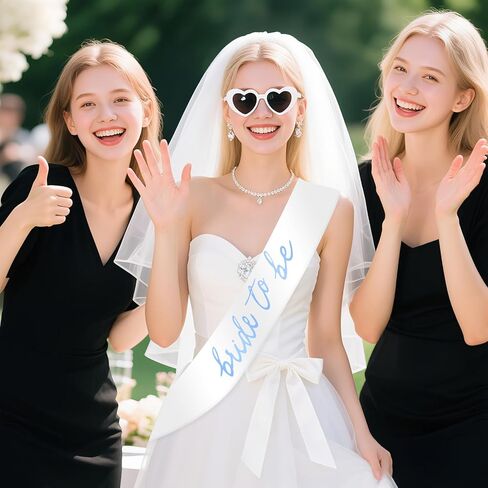 Gold Bride to Be Sash Veil for Bachelorette Party Accessories, 2 Pack Bride to Be Decorations Set for Women and Girls, Bridal Shower Decorations, Engagement Gifts for bride in Kuwait