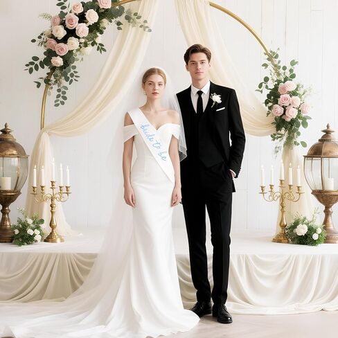 Gold Bride to Be Sash Veil for Bachelorette Party Accessories, 2 Pack Bride to Be Decorations Set for Women and Girls, Bridal Shower Decorations, Engagement Gifts for bride in Kuwait