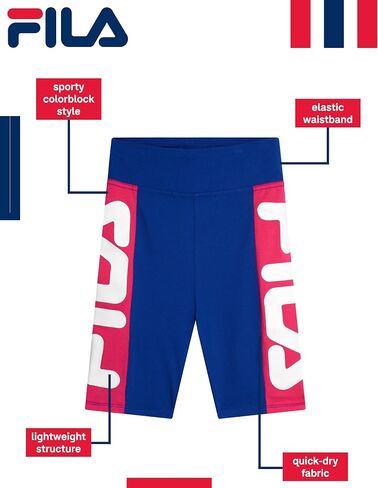 Fila Girls Bike Shorts - Soft Stretch Dance Tumbling Cartwheel Shorts for Girls - Kids Clothes for Gymnastics School and Play in Saudi Arabia