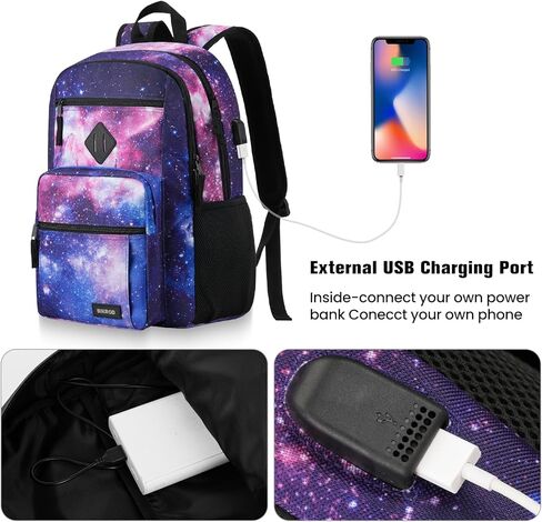 حقيبة ظهر BIKROD للرجال والنساء، حقيبة ظهر مدرسية كاجوال خفيفة الوزن للمراهقين والأولاد والبنات، حقيبة ظهر للكمبيوتر المحمول للاستخدام اليومي مع منفذ شحن USB تناسب كمبيوتر محمول مقاس 15.6 بوصة، وحقيبة كتب للمدرسة الثانوية in Kuwait