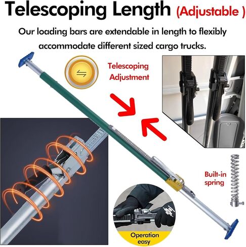 Adjustable Telescoping Cargo Ratchet Bar for Pickup Truck Bed - Load Stabilizer Support Rod for Box Trucks, Vans & Trailers (Green, 4-Pack, 130-168 cm) in Saudi Arabia