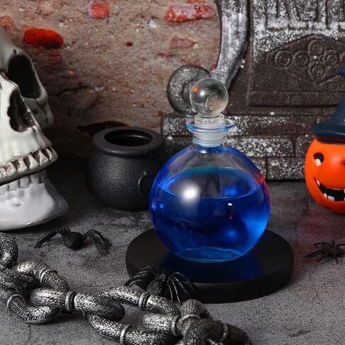 Tessco for you 12 Pcs Potion Bottles Round Glass Clear Potion Jars 8.5 oz Spherical Decorative Witch Bottles Wizard Stuff for Liquor Halloween Decoration DIY Art Crafts Gift (Classic) in Kuwait