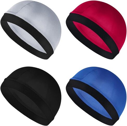 4 Pcs Kids Satin Wave Caps Football Skull Caps Under Helmet Liner Cap Moisture Wicking Sports Cap Silky Running Hat Summer Ski Cycling Beanie for Boys Girls in Saudi Arabia
