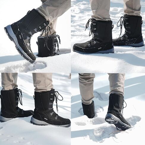 Rockmark Mens Winter Mid-Calf Snow Boots Fur مبطنة بزلي in Kuwait