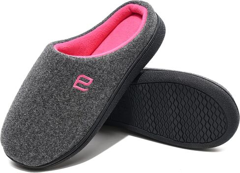 Women's Two-Tone Memory Foam Slippers - Slip On Machine Washable Indoor House Shoes Warm Cozy in Kuwait