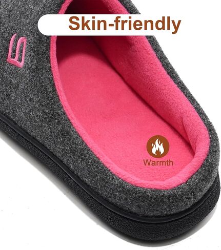 Women's Two-Tone Memory Foam Slippers - Slip On Machine Washable Indoor House Shoes Warm Cozy in Kuwait