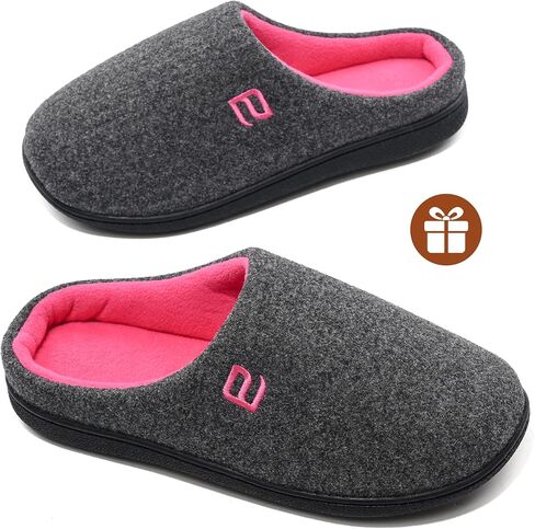 Women's Two-Tone Memory Foam Slippers - Slip On Machine Washable Indoor House Shoes Warm Cozy in Kuwait