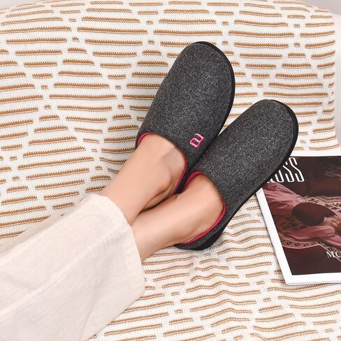Women's Two-Tone Memory Foam Slippers - Slip On Machine Washable Indoor House Shoes Warm Cozy in Kuwait