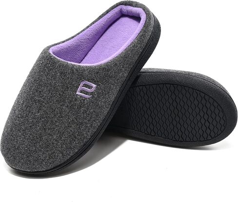 Women's Two-Tone Memory Foam Slippers - Slip On Machine Washable Indoor House Shoes Warm Cozy in Kuwait