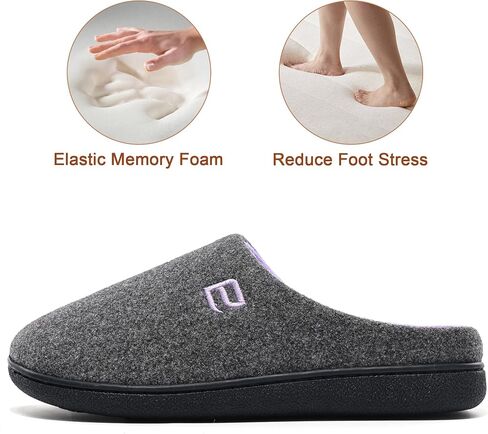 Women's Two-Tone Memory Foam Slippers - Slip On Machine Washable Indoor House Shoes Warm Cozy in Kuwait