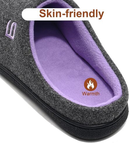 Women's Two-Tone Memory Foam Slippers - Slip On Machine Washable Indoor House Shoes Warm Cozy in Kuwait