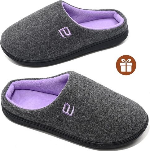 Women's Two-Tone Memory Foam Slippers - Slip On Machine Washable Indoor House Shoes Warm Cozy in Kuwait