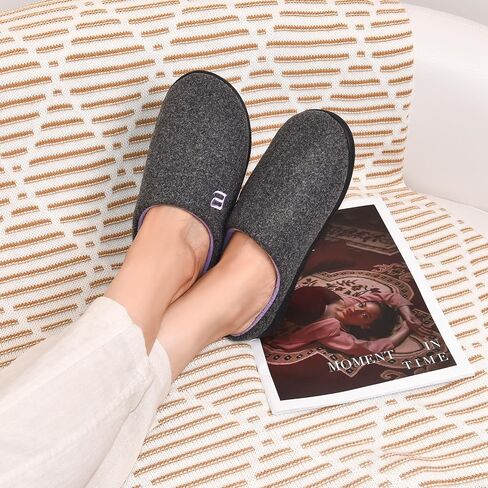 Women's Two-Tone Memory Foam Slippers - Slip On Machine Washable Indoor House Shoes Warm Cozy in Kuwait