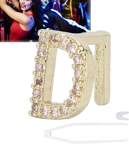 Yuyte Gold Silver Grills Grillz Grillz للرجال النساء ، طلاء رسالة باللغة الإنجليزية D ، أسنان ، Cosplay Halloween Party Teath Decoration المجوهرات (الذهب) in Saudi Arabia