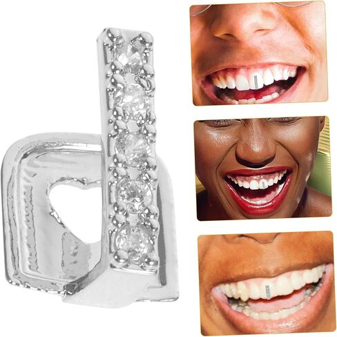 Garneck Shiny Rhinestone Teeth Grill for Hip Hop Style Sturdy Decorative Grills for Halloween Parties and Fashion Events Eye-catching Rapper Accessory Unisex Teeth in Saudi Arabia