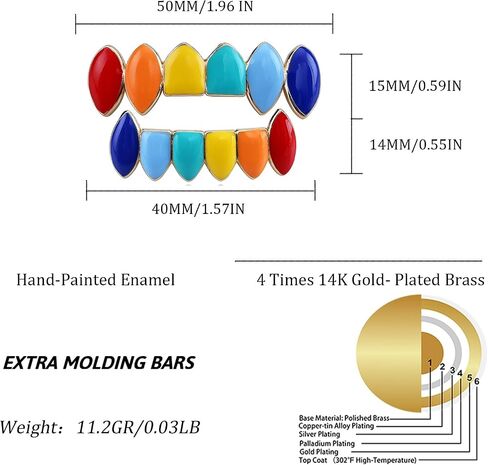 TOPGRILLZ Vampire Teeth Grillz for Men and Women – 14K Gold Plated Colorful Fangs Grills for Your Teeth, Grillz Teeth Men Hip Hop Costume Jewelry Accessories in Saudi Arabia