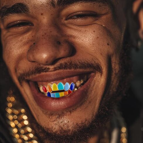 TOPGRILLZ Vampire Teeth Grillz for Men and Women – 14K Gold Plated Colorful Fangs Grills for Your Teeth, Grillz Teeth Men Hip Hop Costume Jewelry Accessories in Saudi Arabia