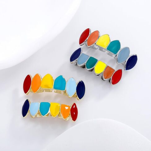 TOPGRILLZ Vampire Teeth Grillz for Men and Women – 14K Gold Plated Colorful Fangs Grills for Your Teeth, Grillz Teeth Men Hip Hop Costume Jewelry Accessories in Saudi Arabia